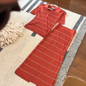 COS Rust Red Striped Maxi Dress Set